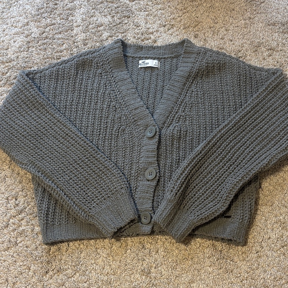 Hollister Gray Button-Up Cardigan